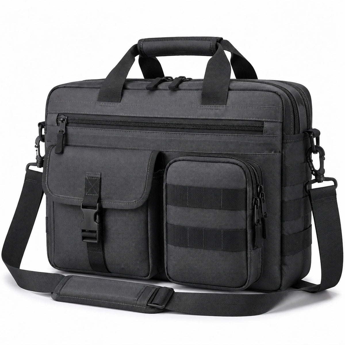 Laptoptasche 40 x 30 x 12 cm aus Polyester Schwarz mit Schultergurt und Mehrfachfächern