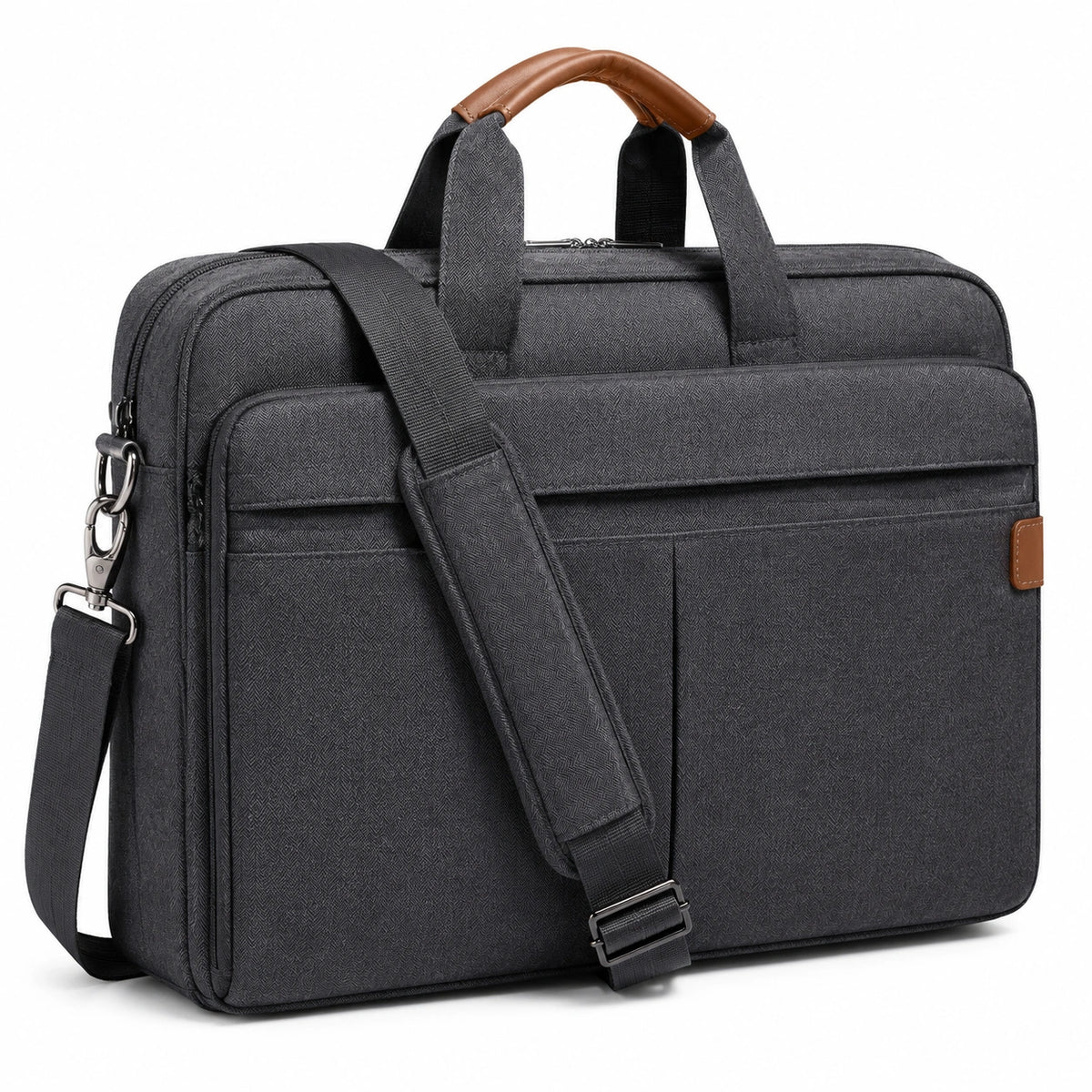 Laptoptasche 42 cm Textil Dunkelgrau mit Schultergurt und Tragegriffen