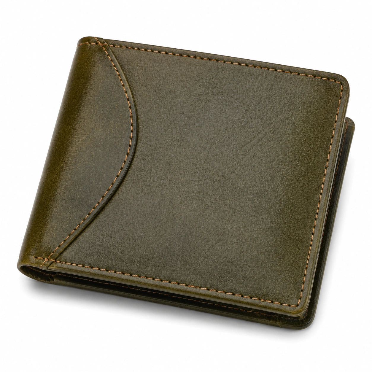 Geldbörse 12 x 9 x 2 cm aus lederähnlichem Material olivgrün für Karten und Bargeld im Faltformat