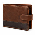 Geldbörse 12 x 9 x 2 cm aus braunem Leder mit Kartenfächern und Druckknopfverschluss