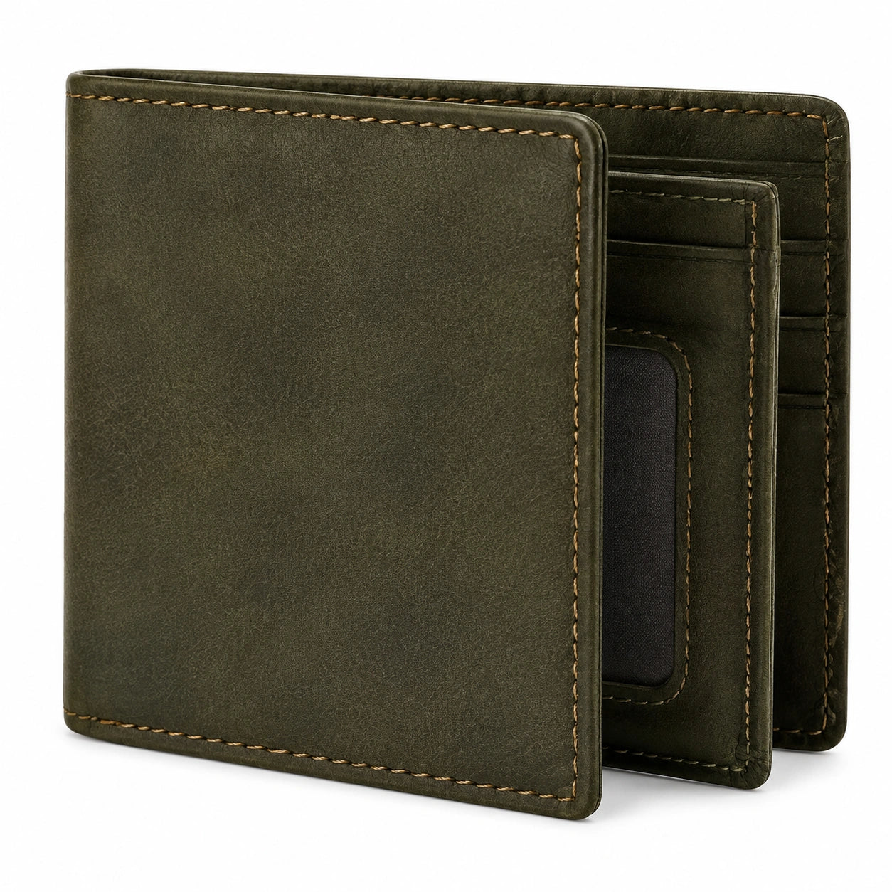 Geldbörse 11.5 x 9.5 x 1.5 cm Kunstleder Olivgrün - Klappformat mit Kartenfächern