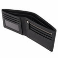 Geldbörse 12 x 9.5 x 2 cm Schwarz mit genarbter Oberfläche Kartenfächern und Reißverschluss