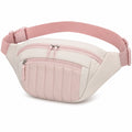 Bauchtasche verstellbare Größe aus Kunstleder Rosa Beige mit Reißverschluss