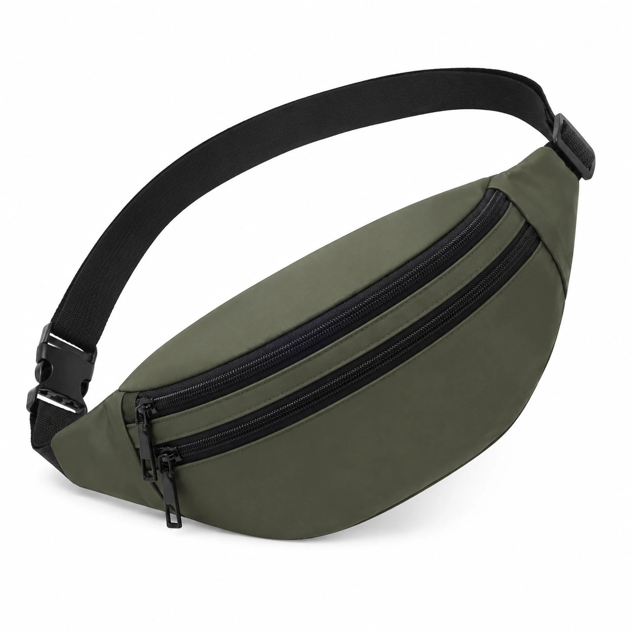 Gürteltasche 30 x 7 x 15 cm Textil Olivgrün mit zwei Reißverschlussfächern verstellbar