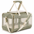 Haustier-Transporttasche 45 x 28 x 30 cm aus Textilgewebe in Grün mit Netzfenstern und Schultergurt