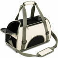 Tiertransporttasche 45 x 28 x 30 cm aus Kunstfaser in Beige Grün mit Netzfenstern