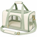Haustier Transporttasche 45 x 28 x 30 cm Textil Cremegrün mit Netzfenstern und Schultergurt