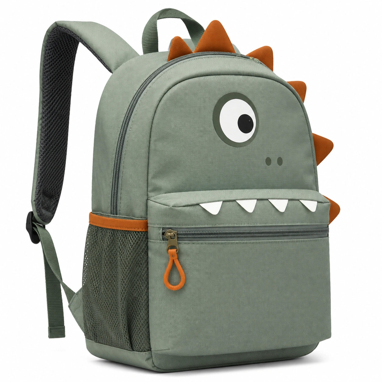 Kinderrucksack 30 x 22 x 12 cm Textil Grün Dinosaurierdesign mit Reißverschluss