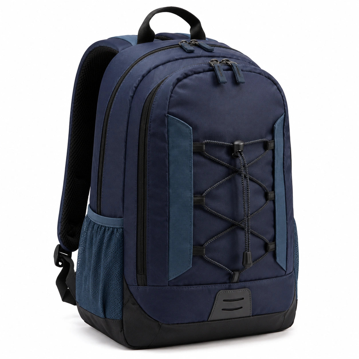 Freizeitrucksack 48 x 32 x 18 cm aus Textilgewebe in Dunkelblau mit Reißverschlüssen und Frontkordel