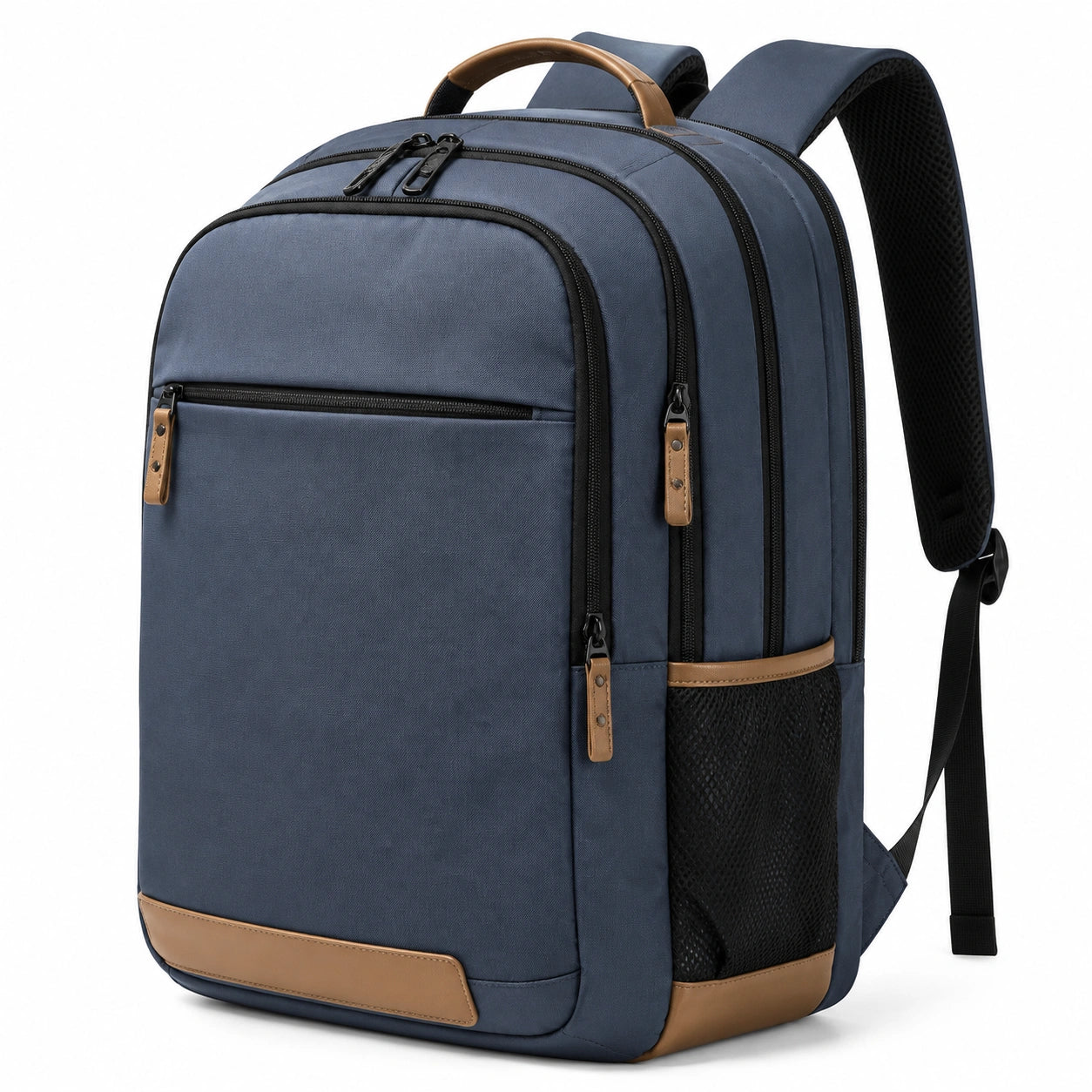 Rucksack 32 x 18 x 45 cm Textil Blau Braun mit Mehrfachfächern für Alltag und Reisen