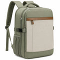 Rucksack 32 x 18 x 45 cm aus Textil Grün Beige mit Reißverschluss und gepolsterten Trägern