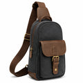 Umhängetasche 18 x 8 x 31 cm aus Textil und Kunstleder Schwarz Braun mit verstellbarem Schultergurt