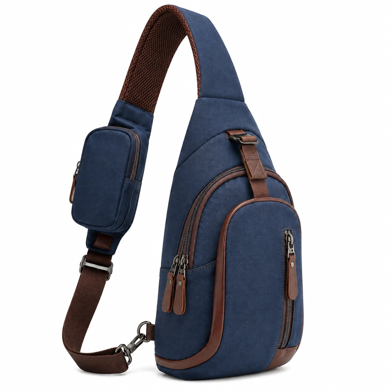 Umhängetasche 18 x 9 x 32 cm aus Textil in Blau mit Kunstlederdetails für Alltag