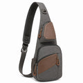 Sling-Rucksack 18 x 8 x 32 cm aus Textil grau braun mit gepolstertem Schultergurt